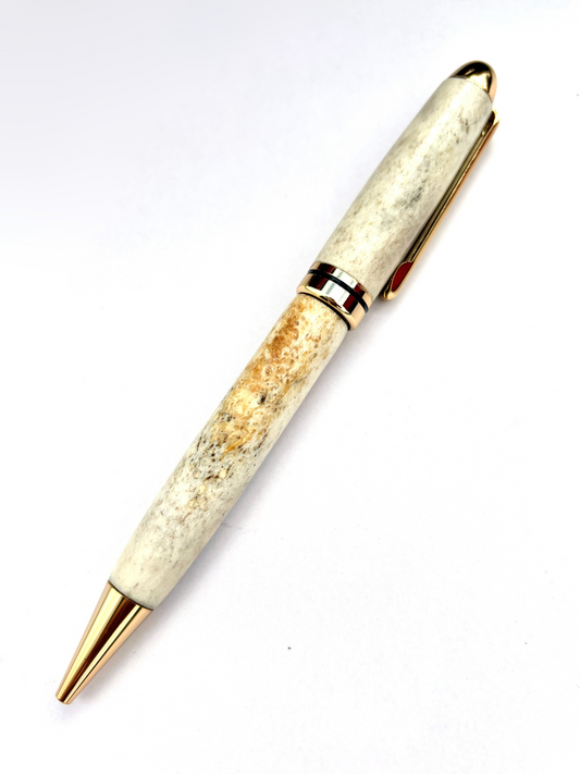 Hand Turned Deer Antler Pen-Euro Style