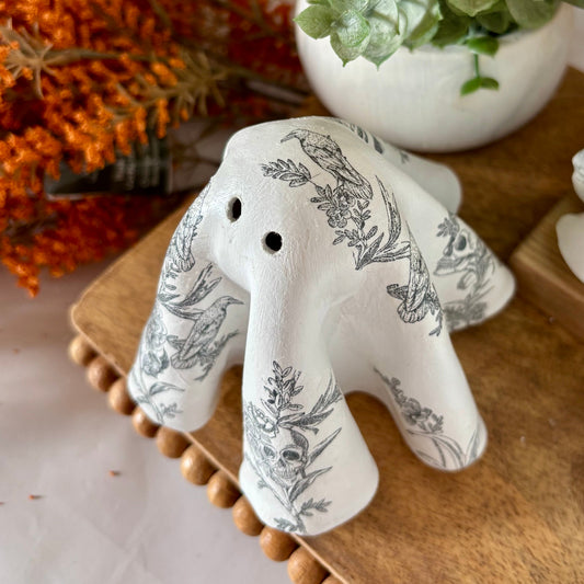 Clay Ghost Gothic Raven & Floral