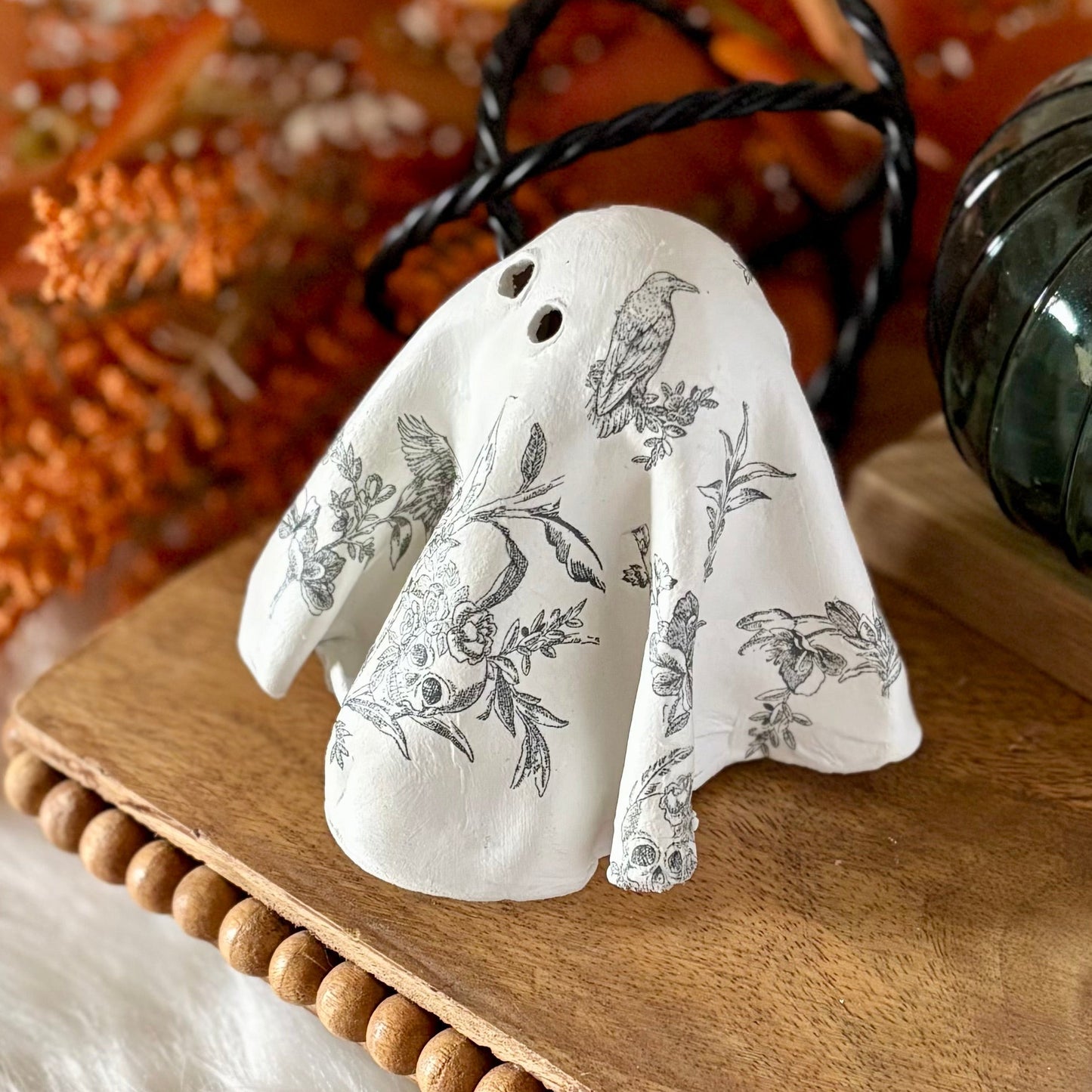 Clay Ghost Gothic Raven & Floral