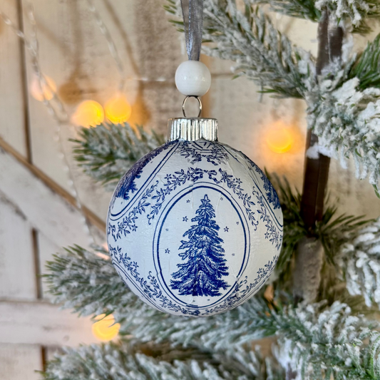 Blue Christmas Tree Harlequin Ornaments