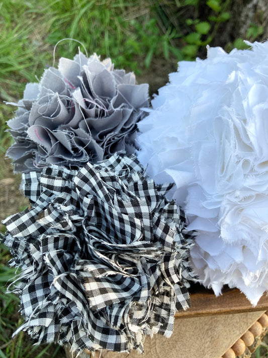 Black & White Gingham Rag Balls