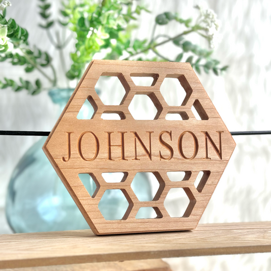 Personalized Honeycomb Trivet for Kitchen Decor & Unique Gift