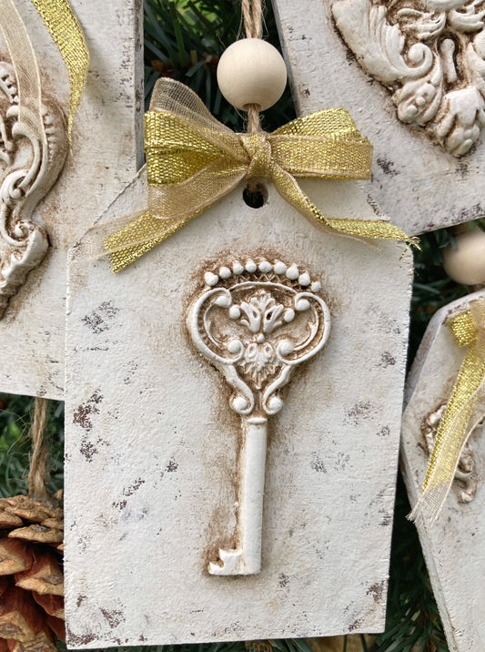 Set of 4 French Country Christmas Ornaments