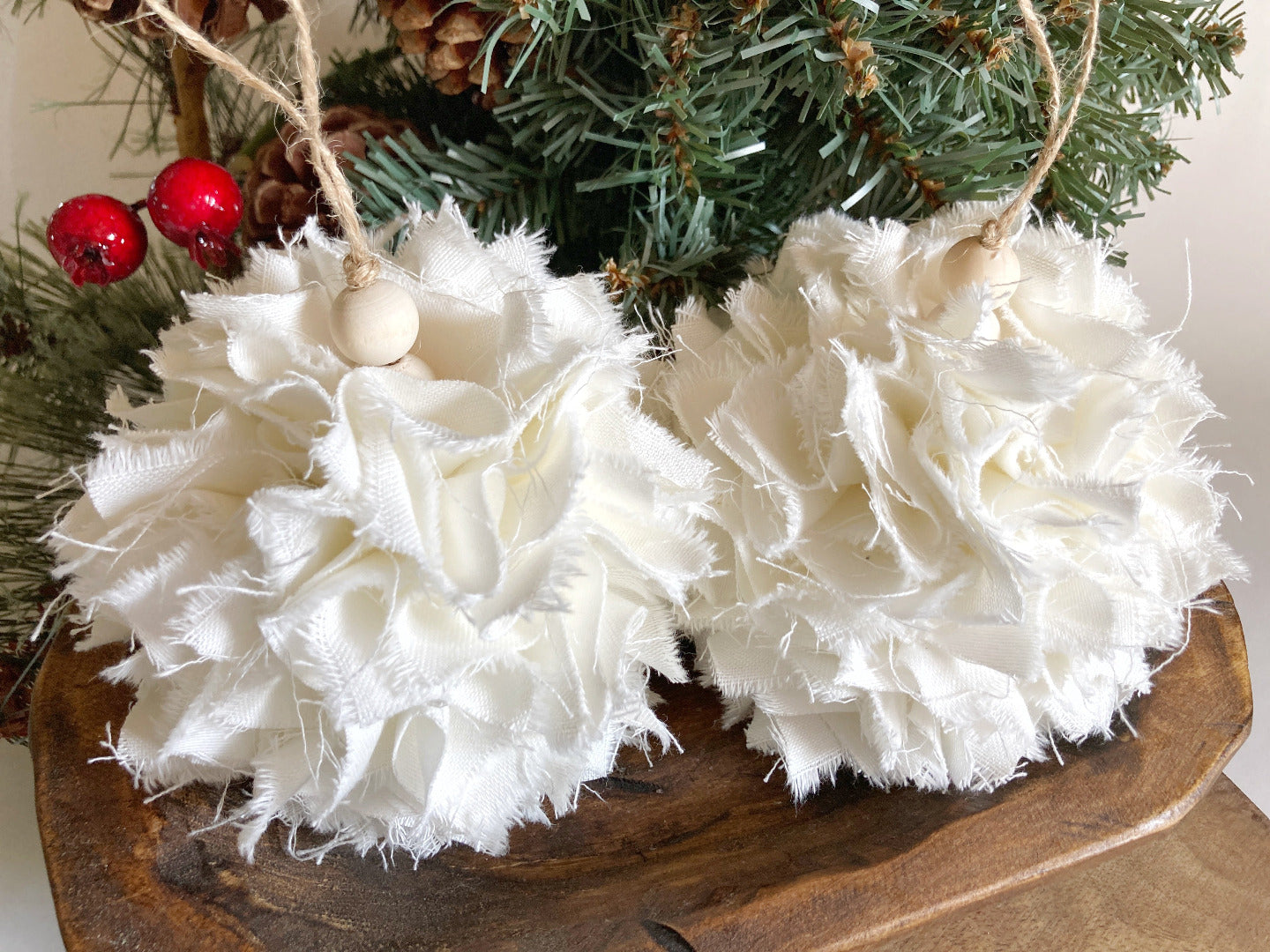 Rag Ball Ornaments for Christmas & Holiday Decor