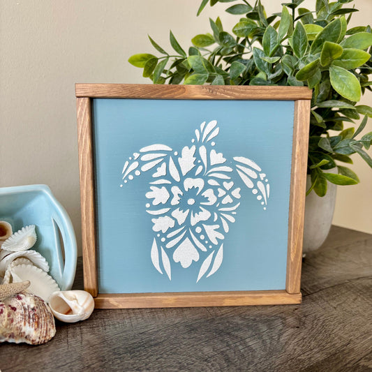 Sea Turtle 3D Relief Wood Sign, Nautical Home Decor
