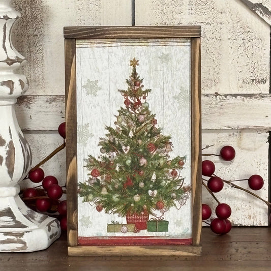 Christmas Tree Decoupaged Wood Sign