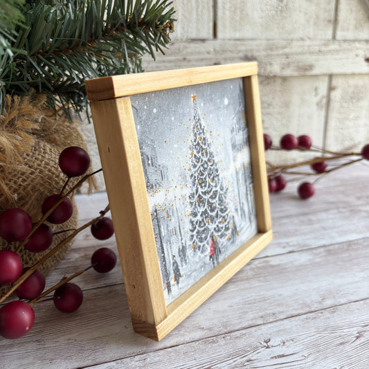 Small Framed Outdoor Christmas Tree Wood Sign