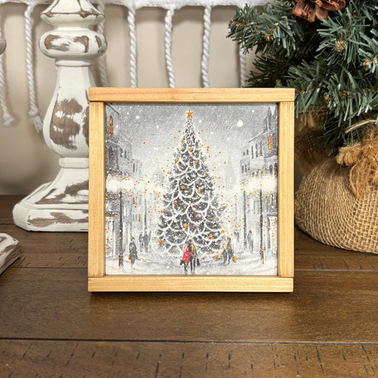 Small Framed Outdoor Christmas Tree Wood Sign