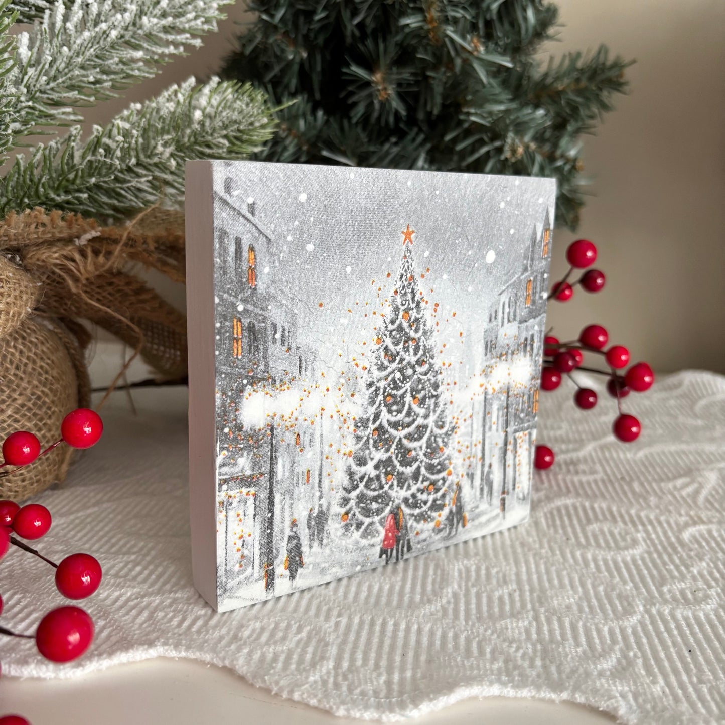 Small Outdoor Christmas Tree Wood Block