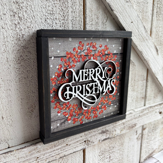 Merry Christmas Wreath Home Decor Sign