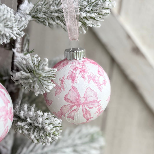 Pink Bow Christmas Ornament - Small