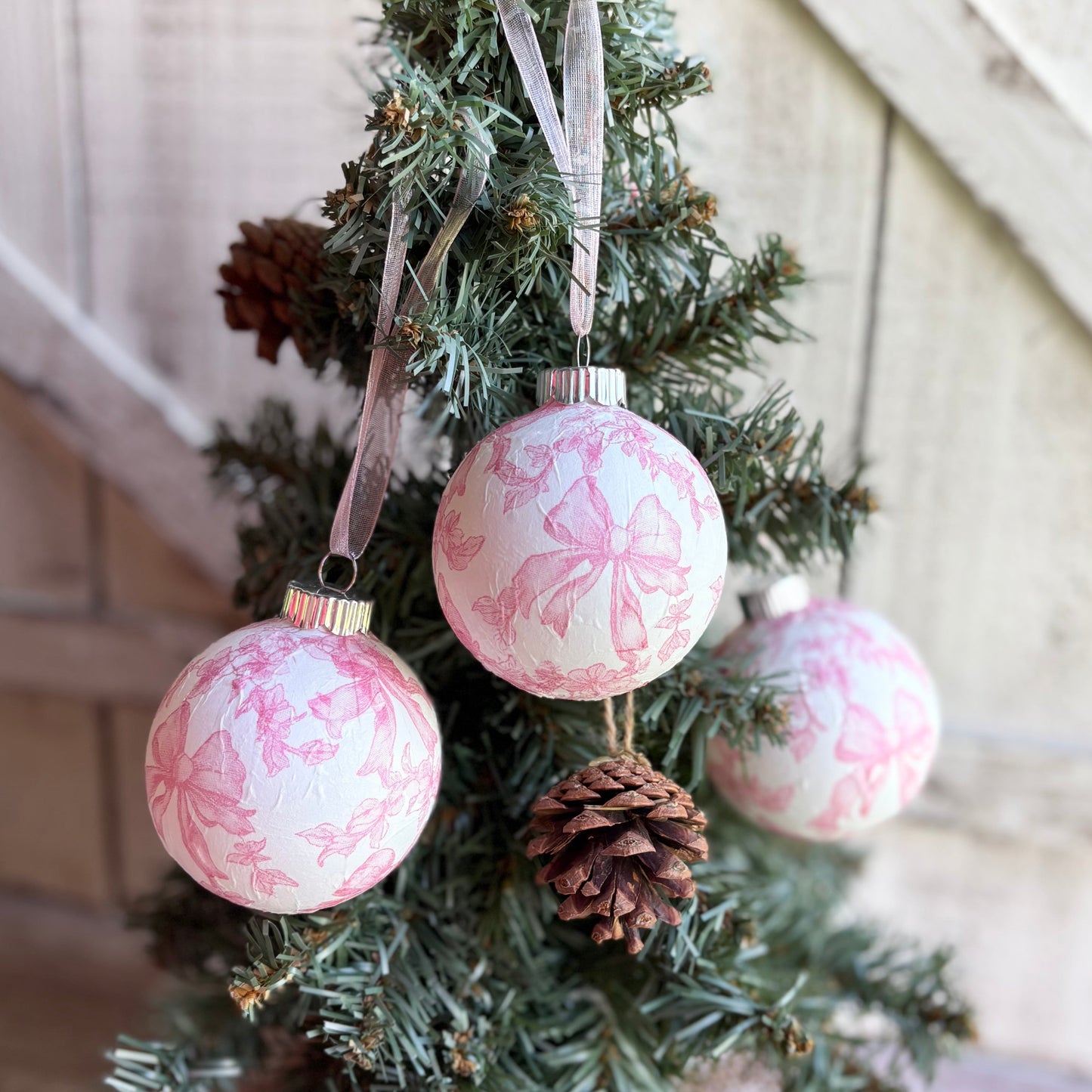 Pink Bow Christmas Ornament - Small