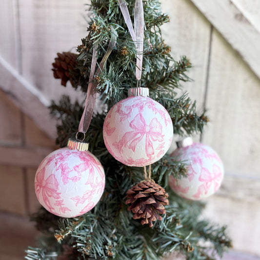 Pink Bow Christmas Ornament - Small
