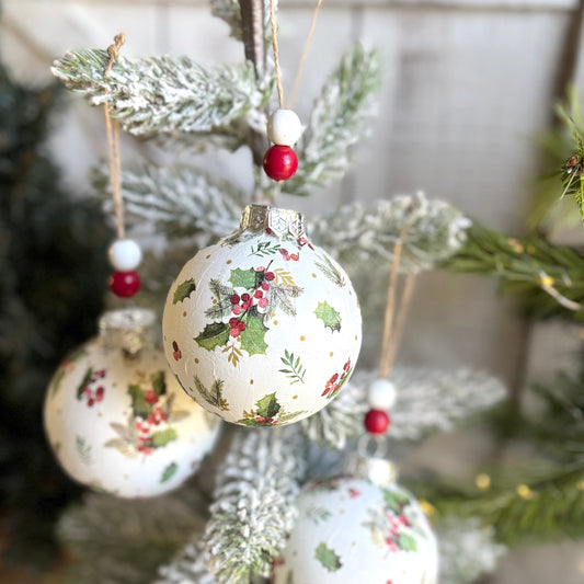 Sets of Large Holly Berry Ornaments