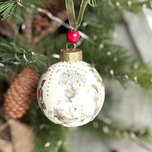 Sets of 12 Days of Christmas Oranments Cream