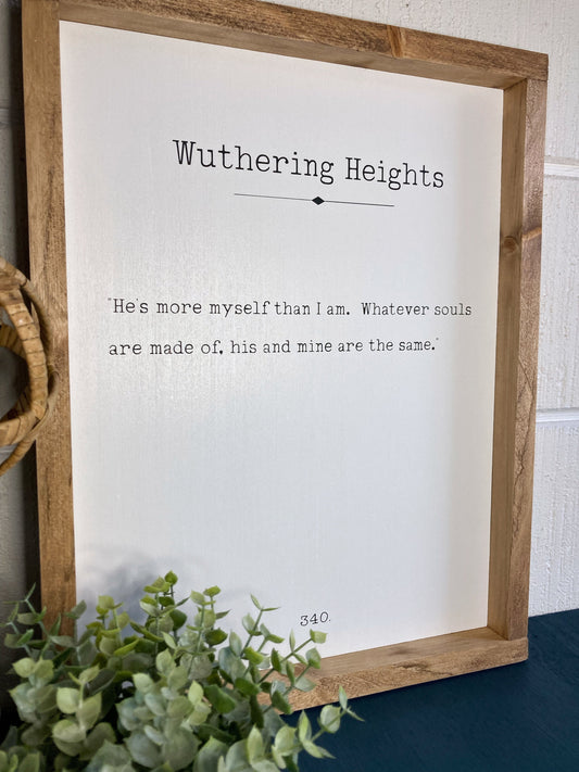 Wuthering Heights Book Page Quote Wood Sign
