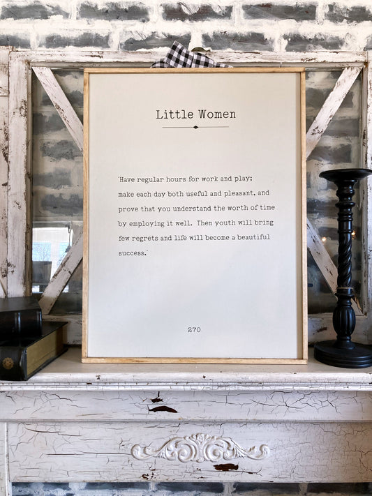 Little Women Book Page Quote Wood Sign