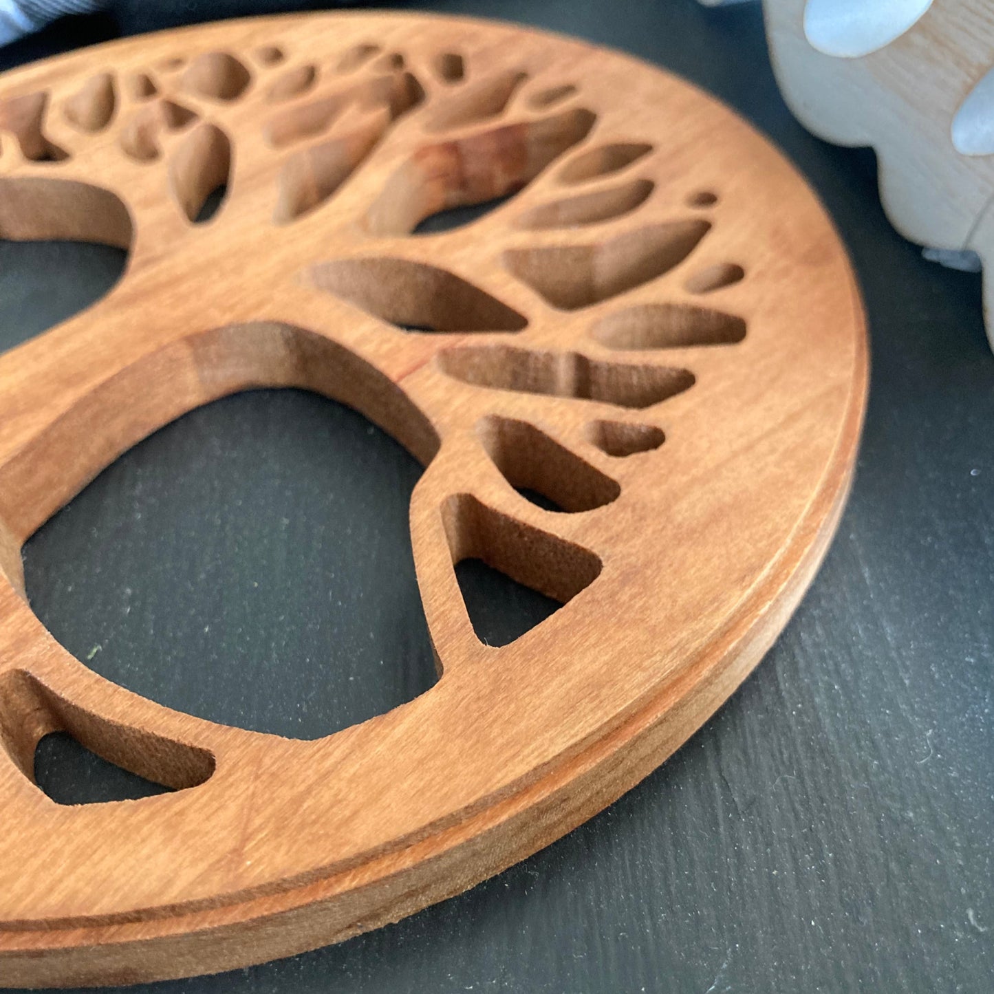 Tree of Life Solid Cherry Wood Trivet
