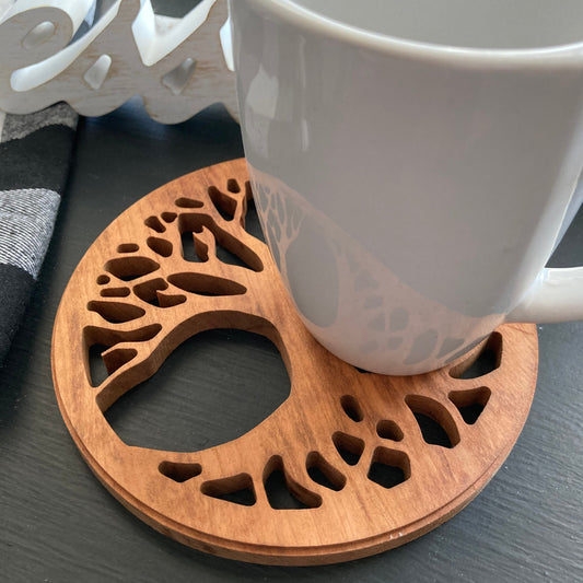 Tree of Life Solid Cherry Wood Trivet