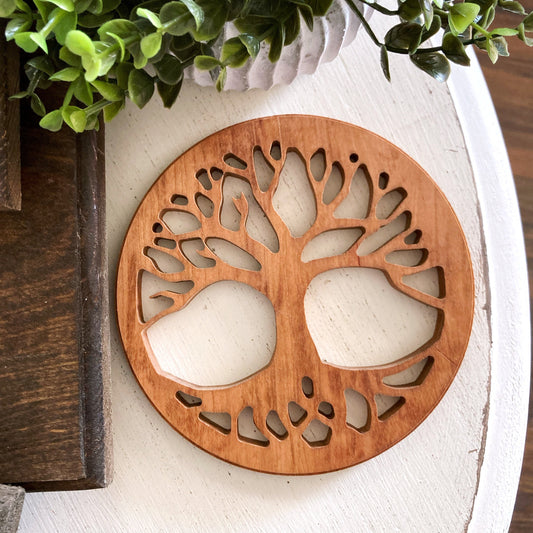 Tree of Life Solid Cherry Wood Trivet
