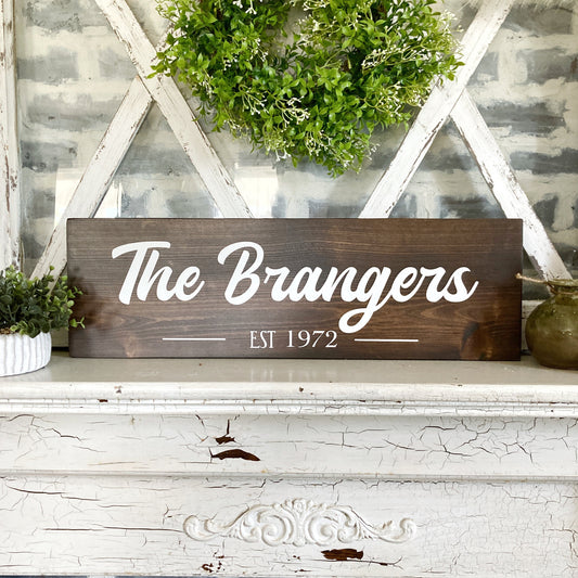 Last Name with Year Established Wood Sign