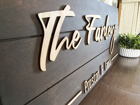 Personalized Family Name Sign with the Couples Names for Weddings or Anniversaries