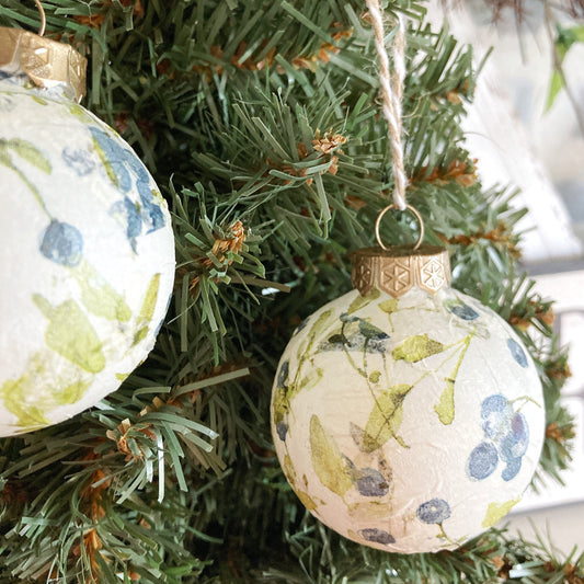 Sets of Blueberry Christmas Tree Decor, Farmhouse Christmas Ornaments Handmade