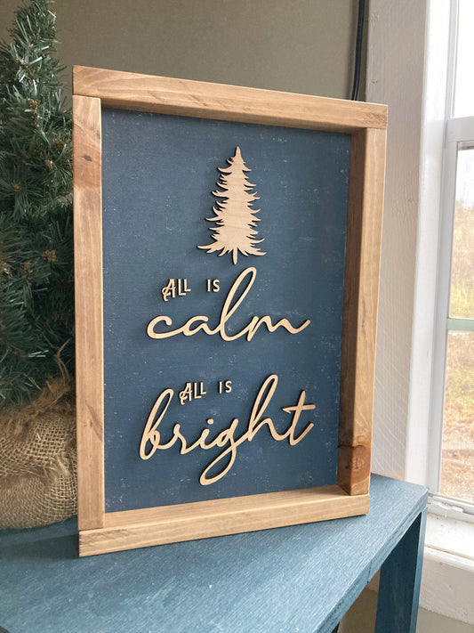 Silent Night Christmas Carol Decorations, Distressed Navy Blue Christmas Wood Sign