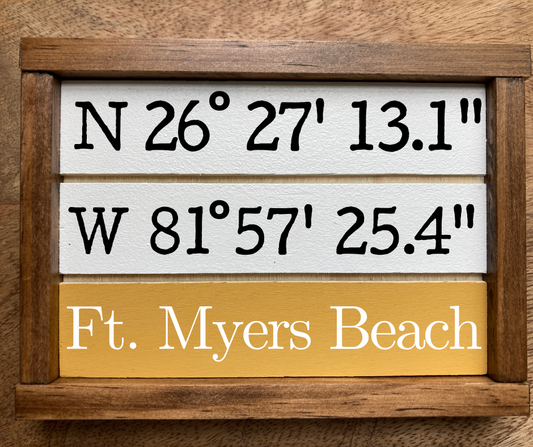 Small Personalized Shiplap Sign With Coordinates