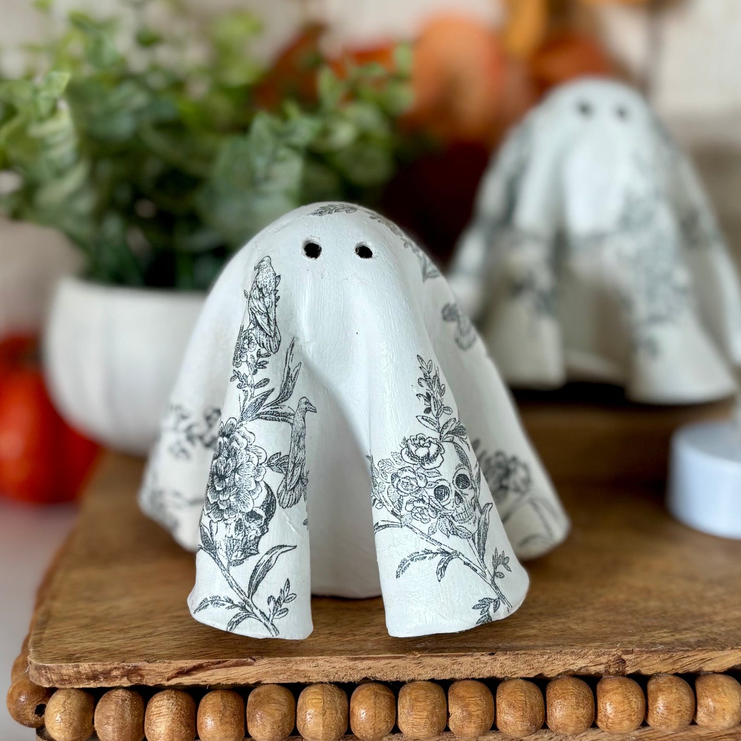 Clay Ghost Gothic Raven & Floral