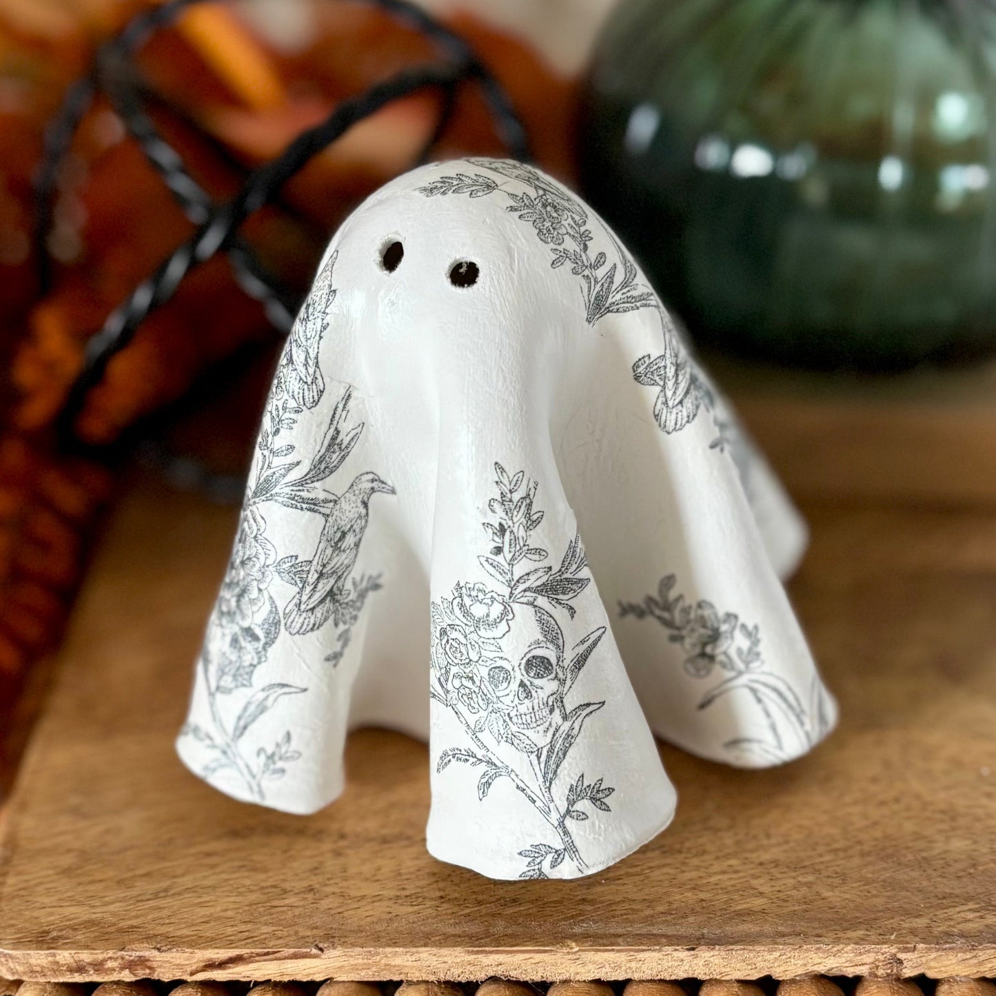Clay Ghost Gothic Raven & Floral