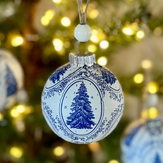 Blue Christmas Tree Harlequin Ornaments