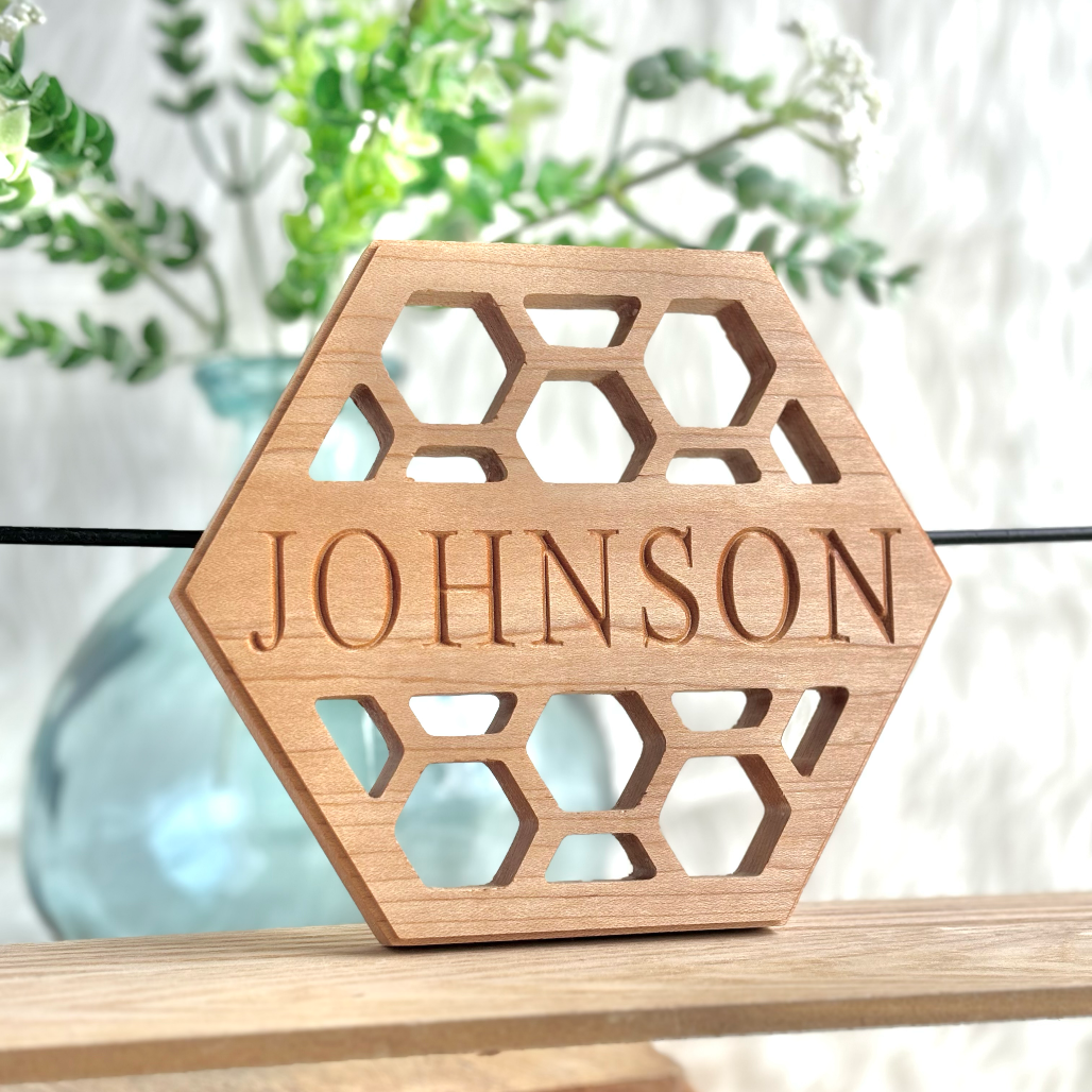 Personalized Honeycomb Trivet for Kitchen Decor & Unique Gift