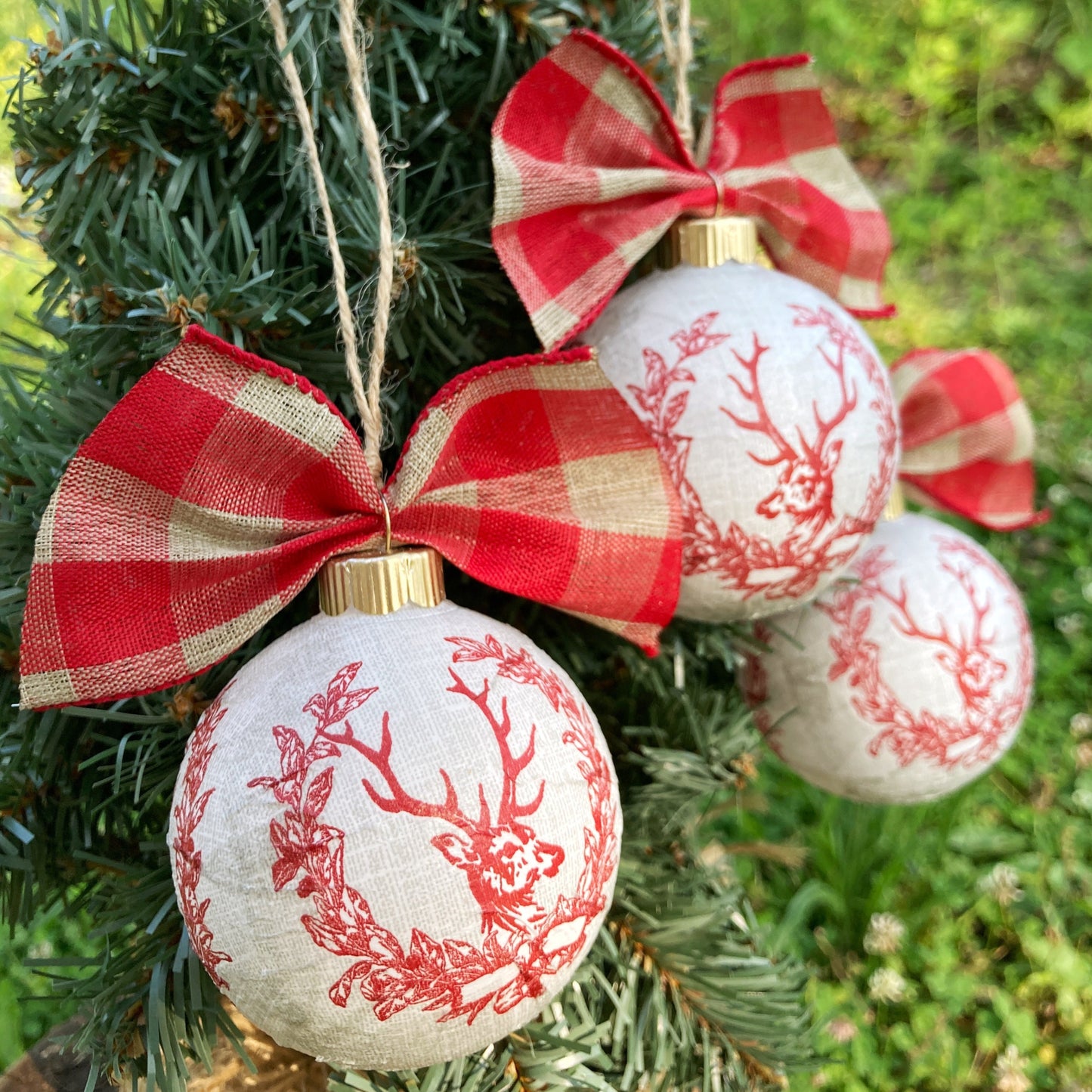 Sets of Reindeer Handmade Christmas Ornaments