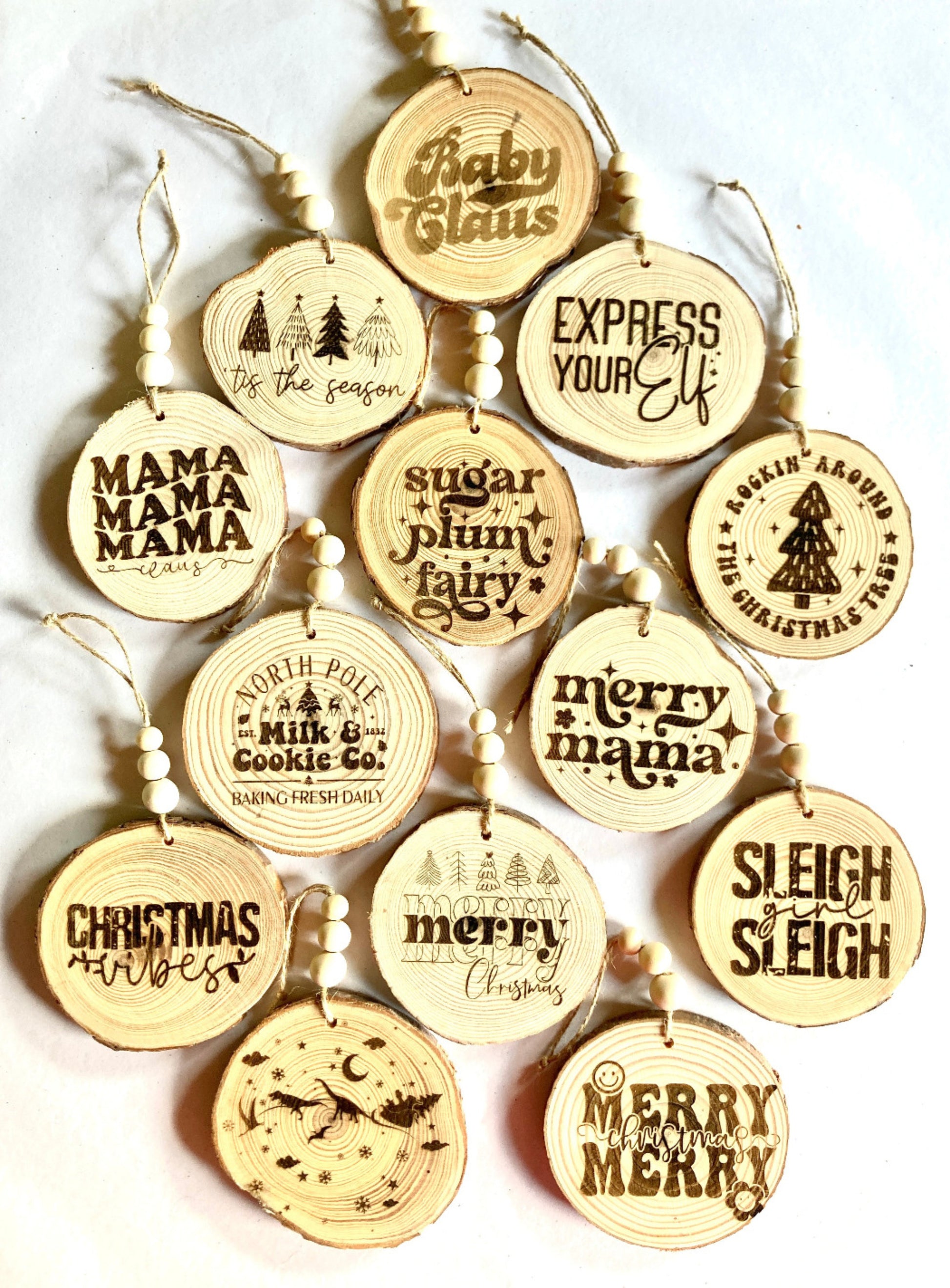 Wood Slice Ornaments - Made To Be A Momma