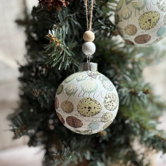 Sets of Handmade Speckled Eggs Christmas Ornaments, Victorian Style Decoration, Vintage Inspired Bauble Decor