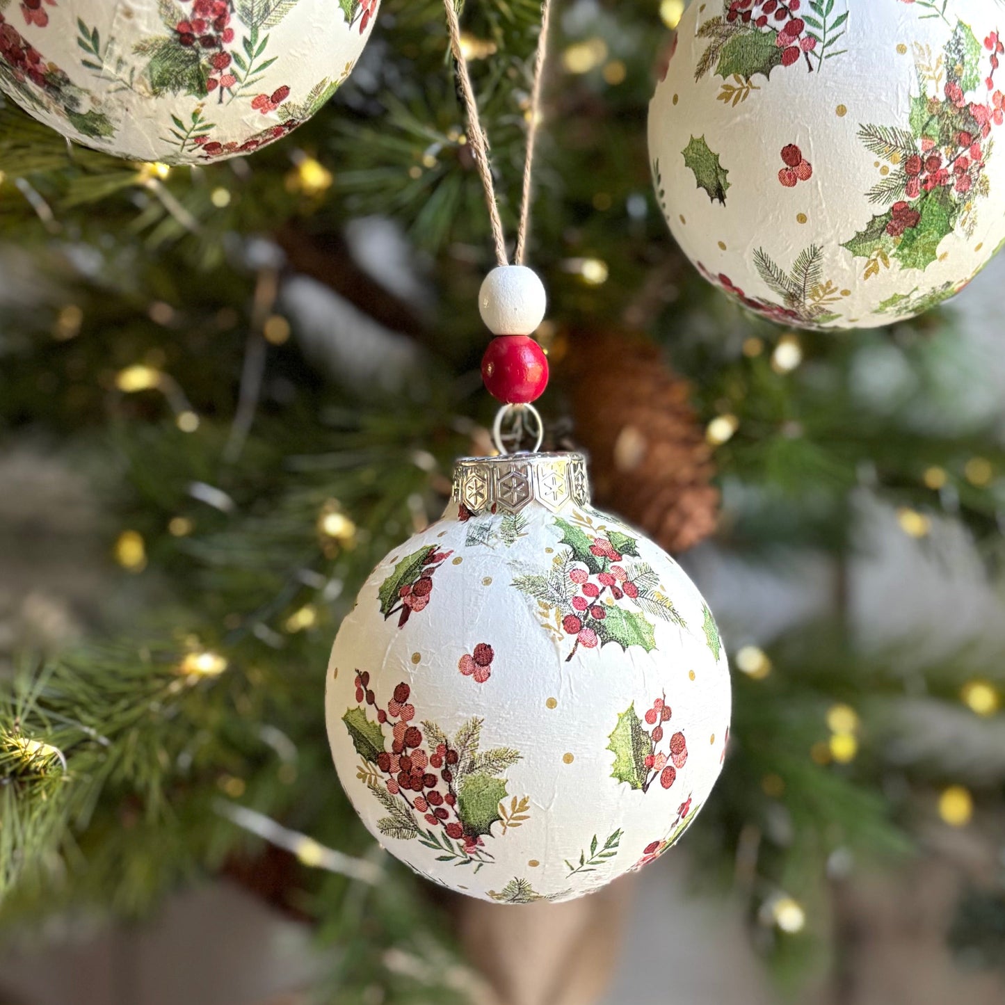 Sets of Large Holly Berry Ornaments