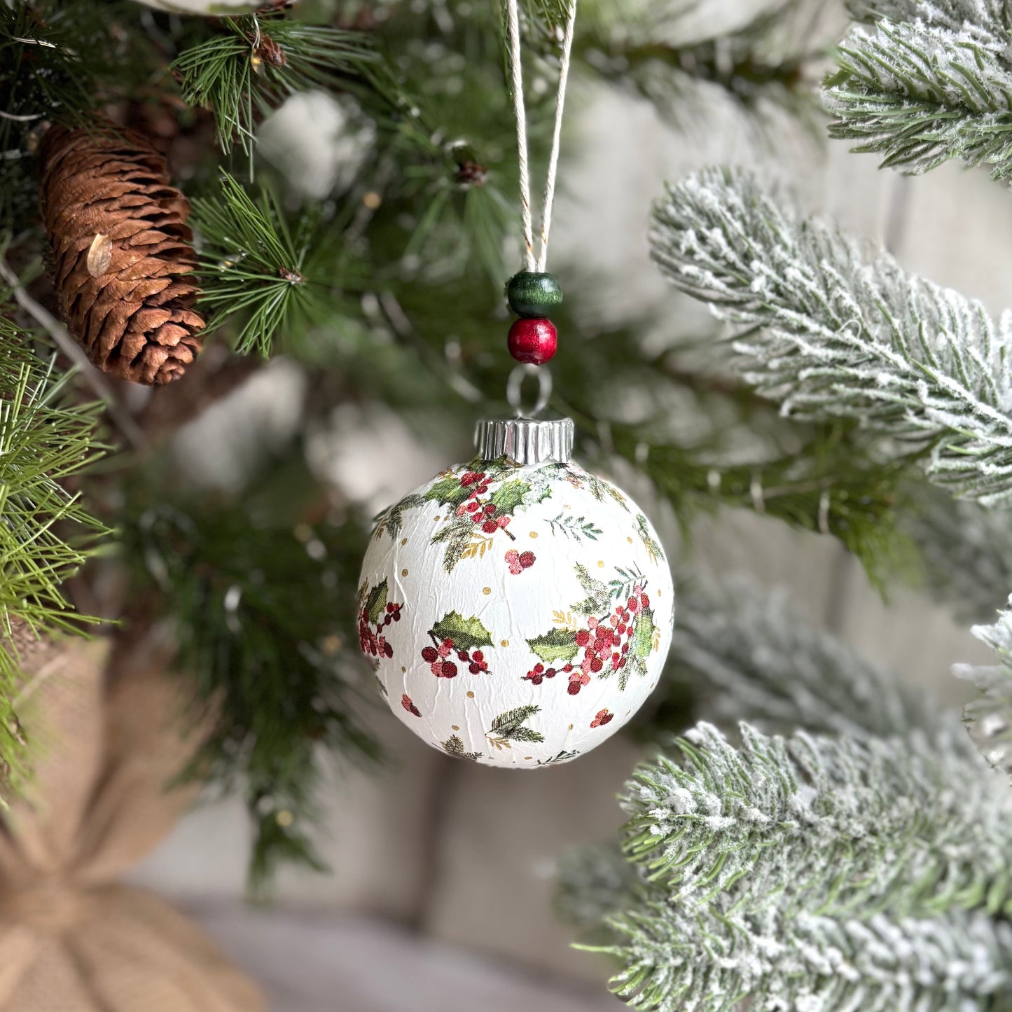 Decorative holly berry Christmas ornaments 