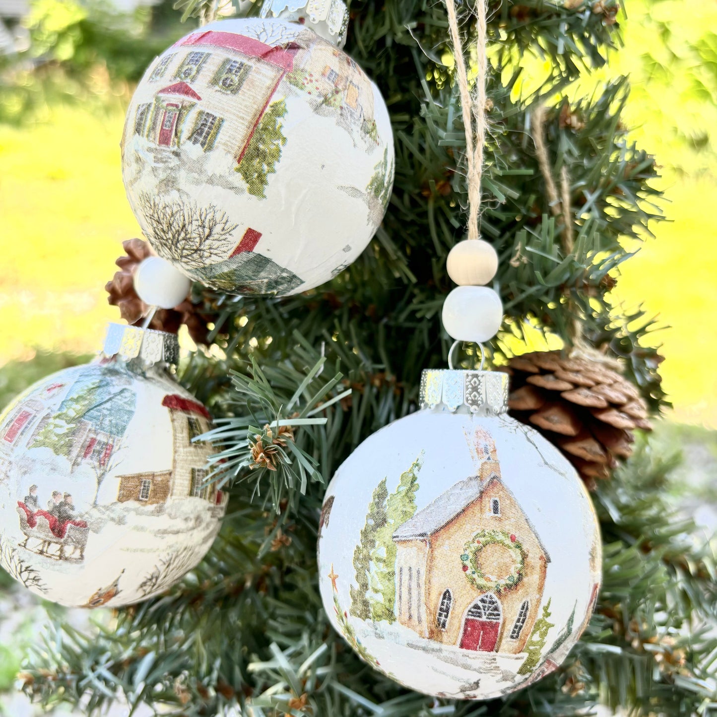 Snowy Houses Christmas Ornament Sets