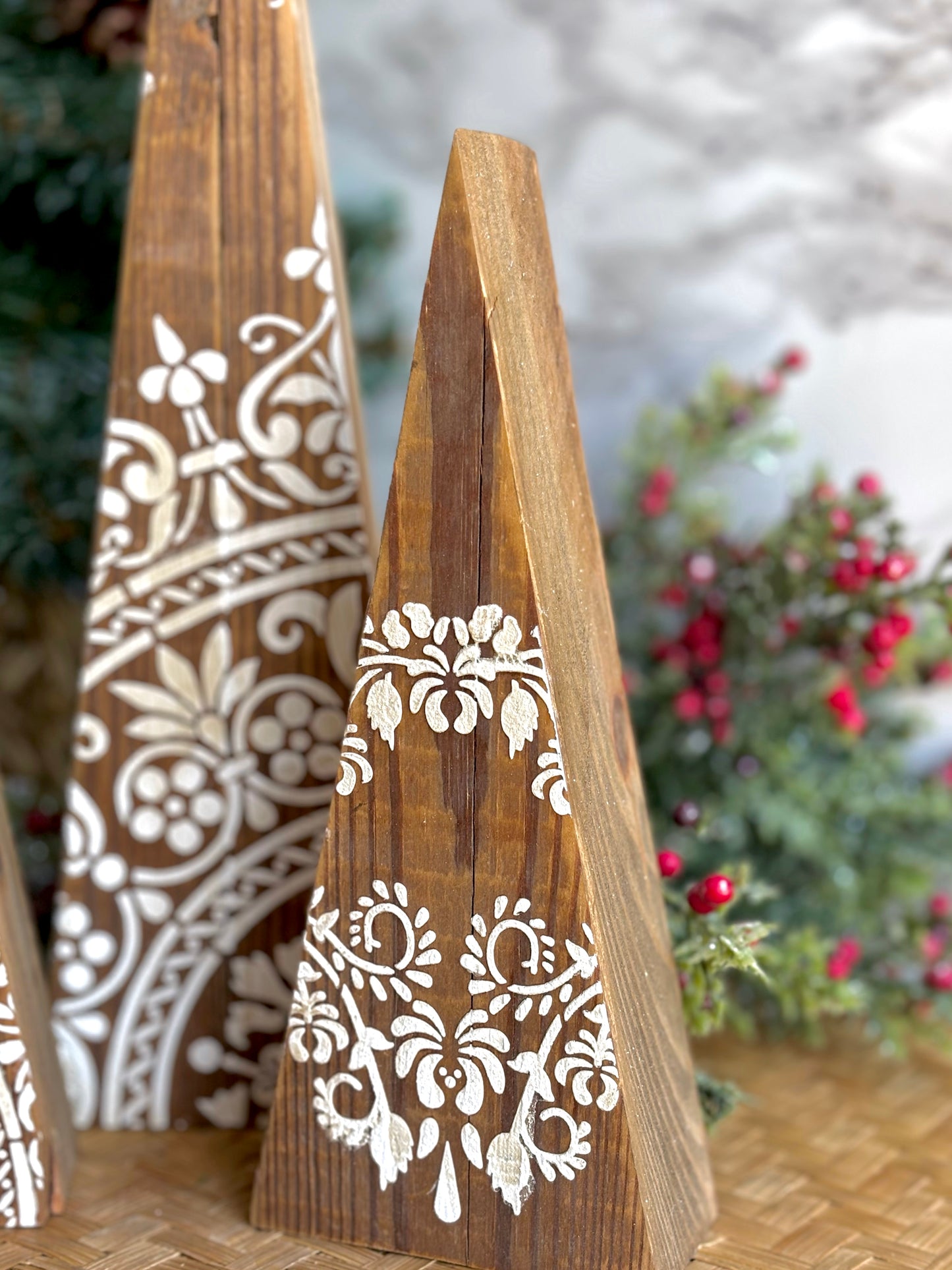 Wooden Trees with Relief Design