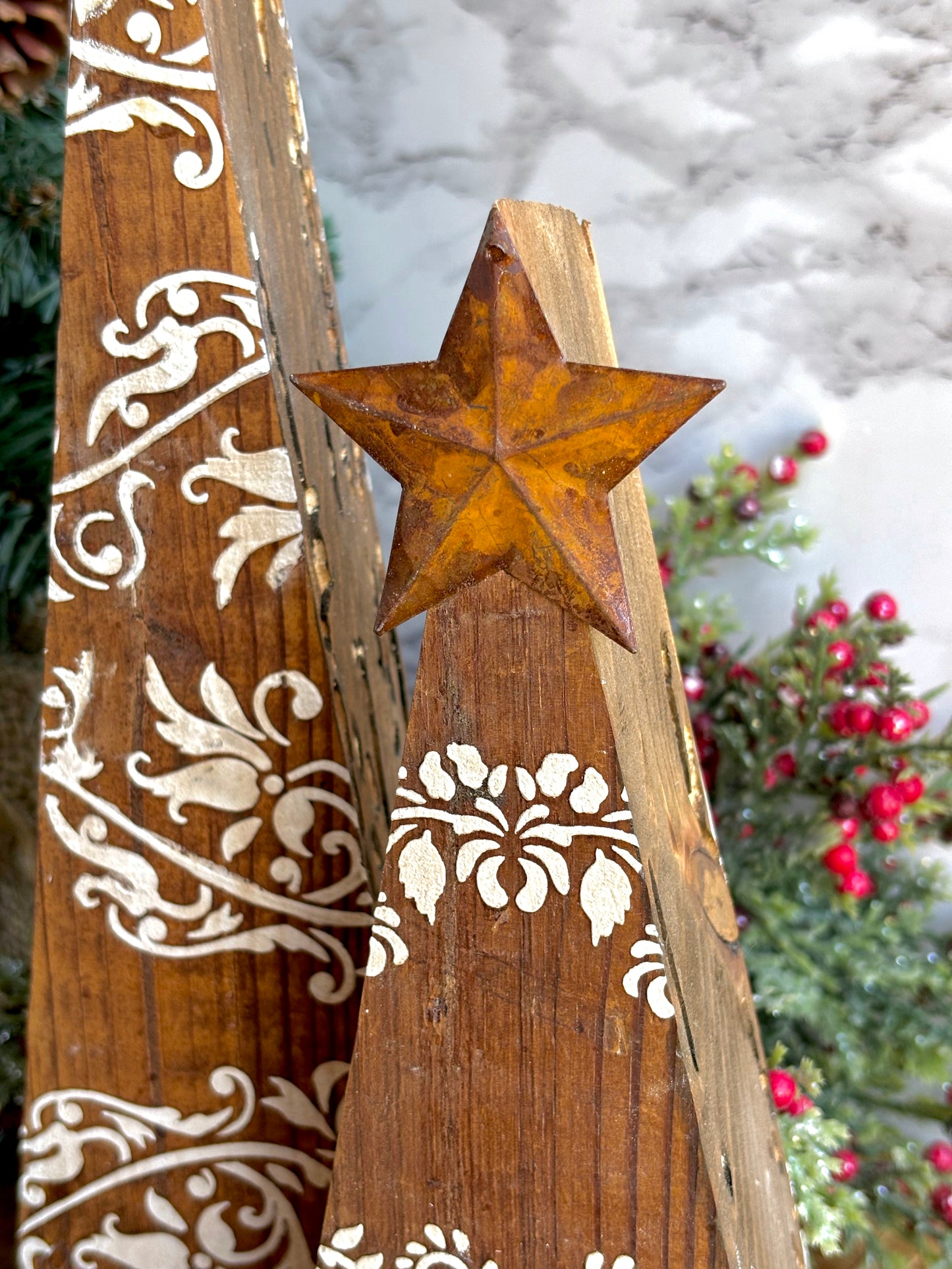 Wooden Trees with Relief Design