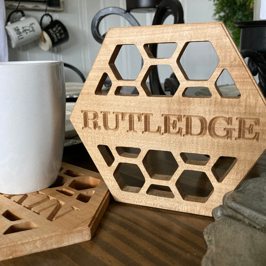 Personalized Honeycomb Trivet for Kitchen Decor & Unique Gift