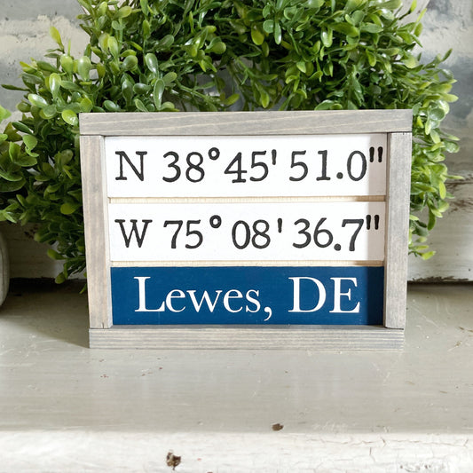 Small Personalized Shiplap Sign With Coordinates