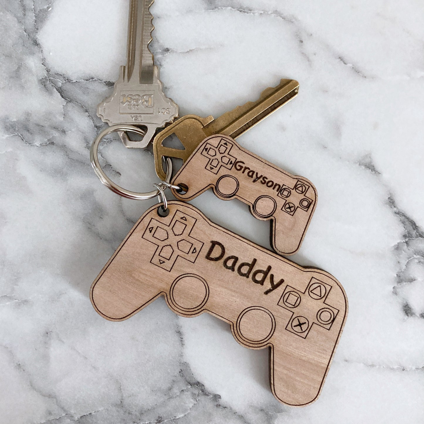 Personalized Video Game Controller Keychain for a Father's Day or Birthday Gift
