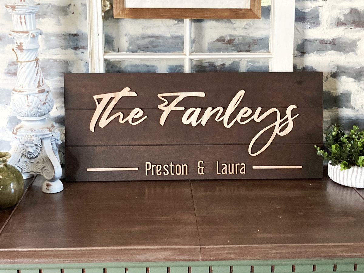 Personalized Family Name Sign with the Couples Names for Weddings or A ...