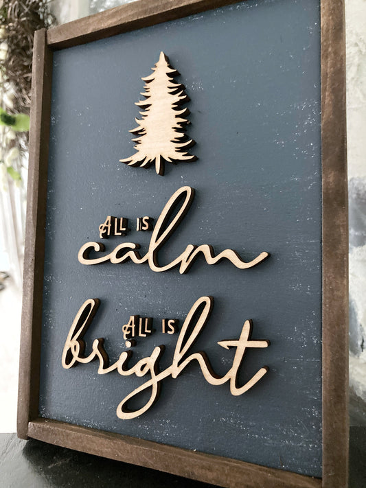 Silent Night Christmas Carol Decorations, Distressed Navy Blue Christmas Wood Sign