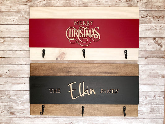 Personalized Key Holder, Dog Leash Hanger or Coat Rack For Your Entryway, Christmas Stocking Holder,