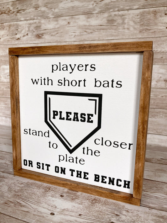 Funny Baseball Themed Bathroom Wood Sign