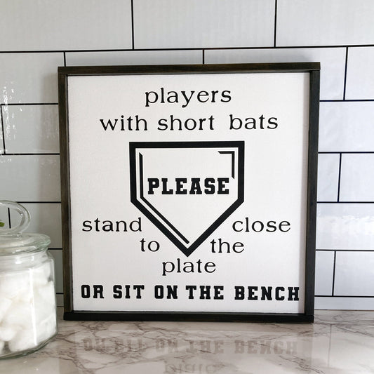 Funny Baseball Themed Bathroom Wood Sign