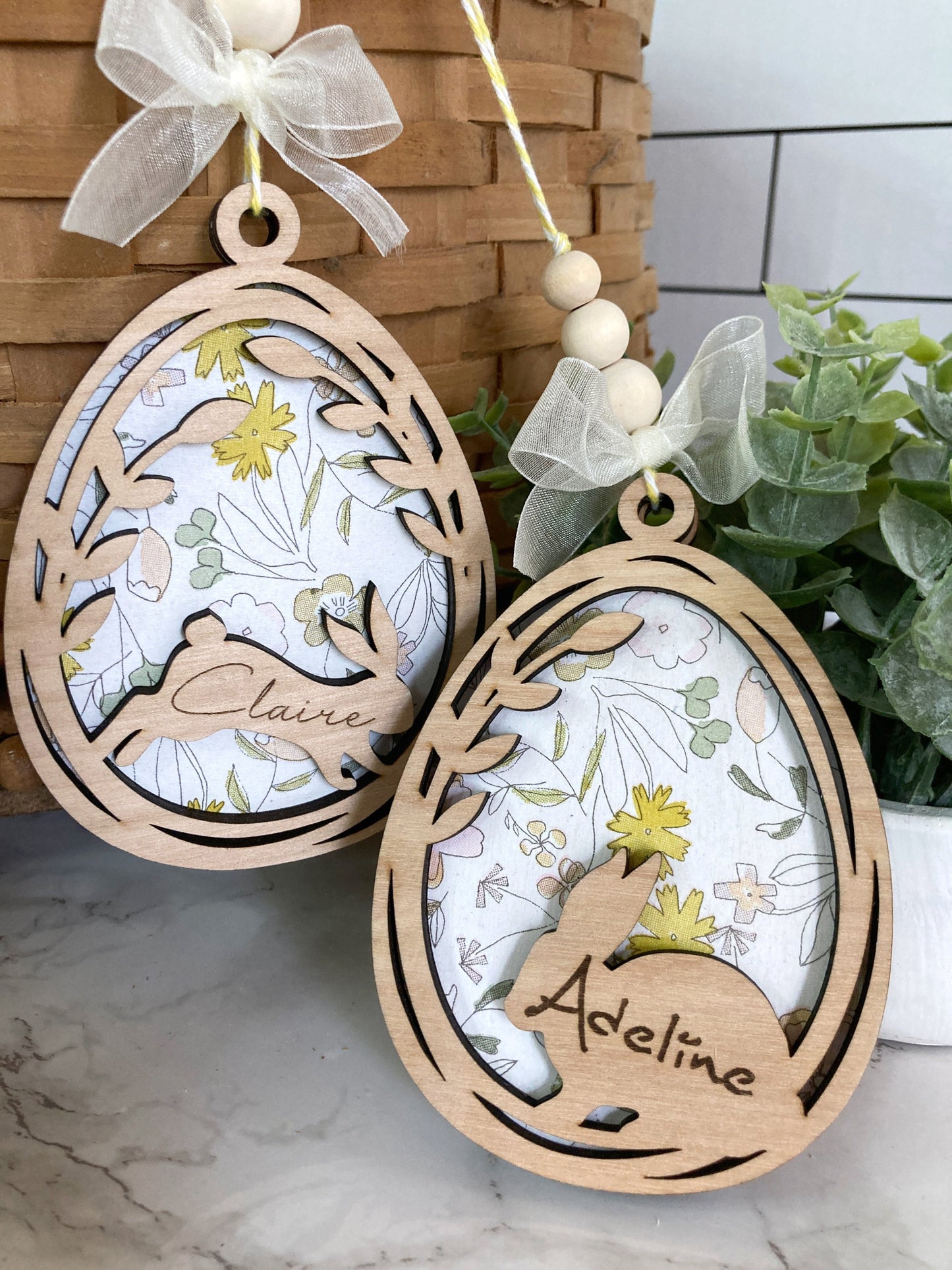 Personalized Easter Basket Tag With Wildflower Background